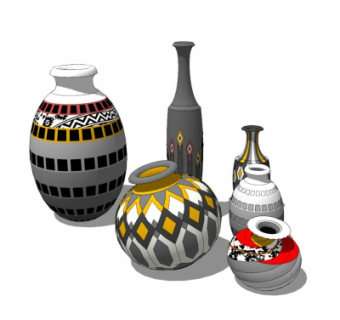 现代瓶罐摆件su模型