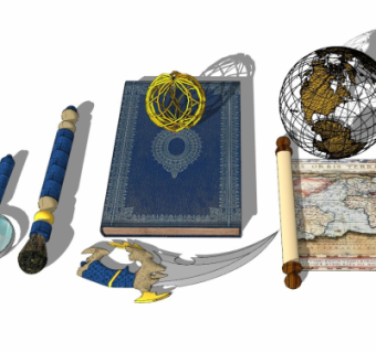 欧式书籍摆件su模型