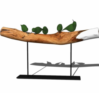 中式实木摆件su模型