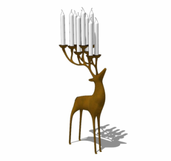 北欧金属鹿烛台灯su模型