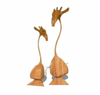 现代实木摆件su模型