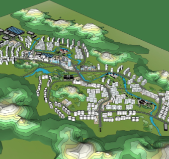 现代小区规划su模型