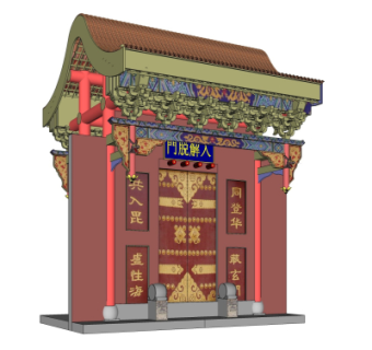 中式门头su模型