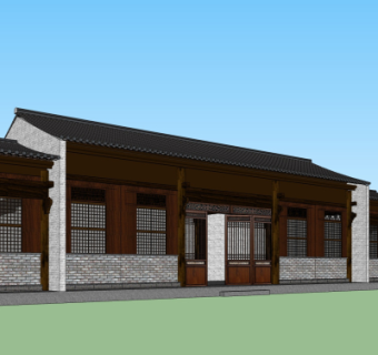 中式古建殿宇su模型