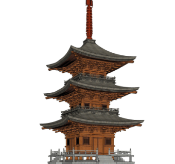 日式佛塔su模型