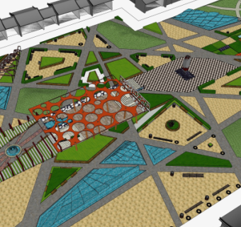 现代广场景观su模型