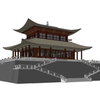 中式城门楼su模型