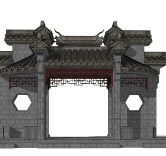 中式门楼免费su模型