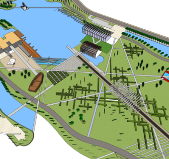 现代公园景观su模型