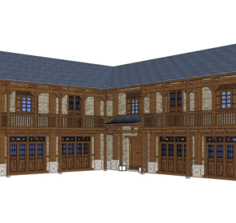 中式客栈酒楼su模型