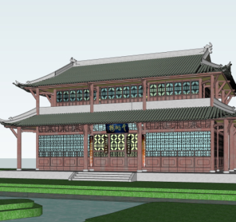 中式古建殿宇su模型