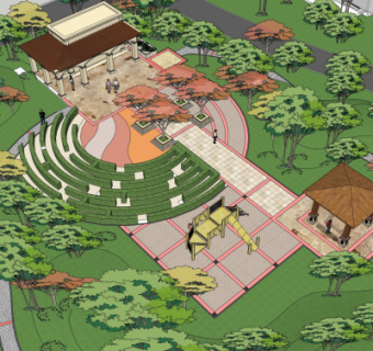 欧式园林景观su模型