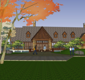 简欧渔村农家饭店su模型