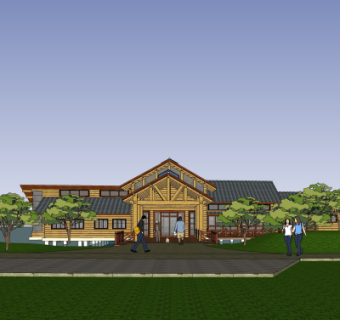 东南亚水上饭店su模型