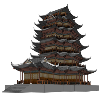 日式佛塔su模型