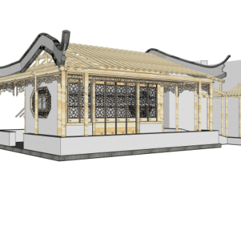 中式古建殿宇su模型