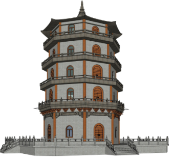 中式佛塔su模型