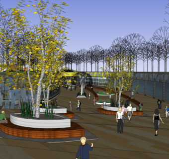 现代景观廊道su模型