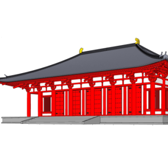 日式寺院殿宇su模型