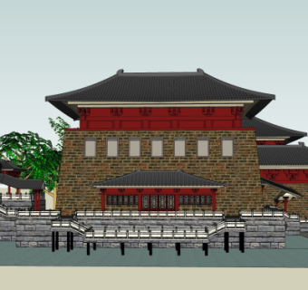 中式古建殿宇su模型