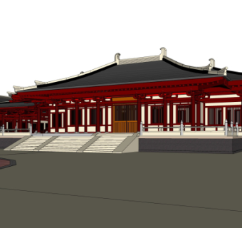 日式寺院殿宇su模型