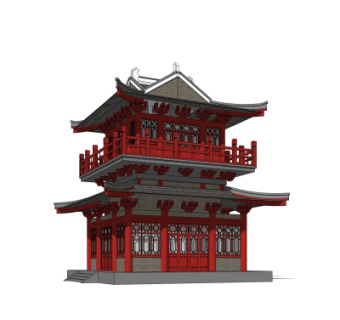中式楼阁su模型