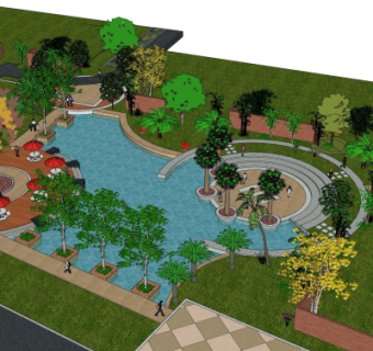 现代公园景观su模型