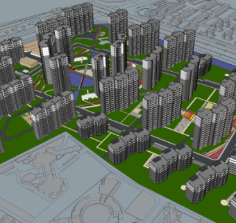 现代小区规划su模型