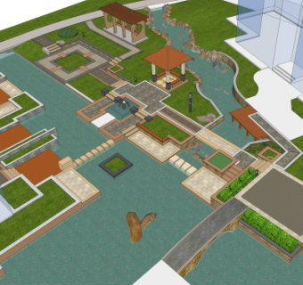 中式公园景观su模型