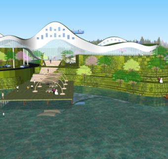 现代度假酒店su模型