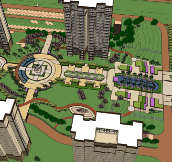 现代小区规划su模型