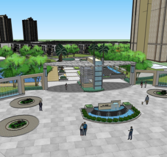 现代小区规划su模型