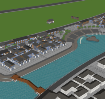 中式商业街su模型