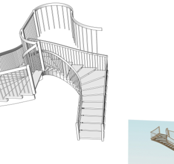 现代楼梯su模型