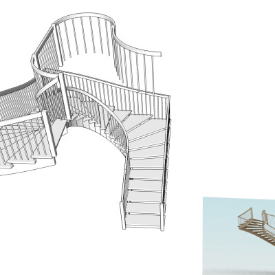 现代楼梯su模型