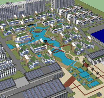 现代小区规划su模型