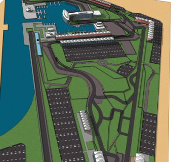 现代赛车跑道设计su模型