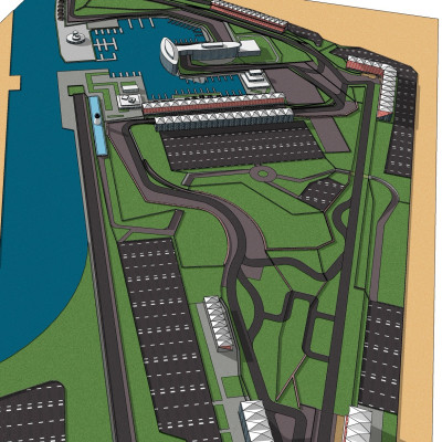 现代赛车跑道设计su模型