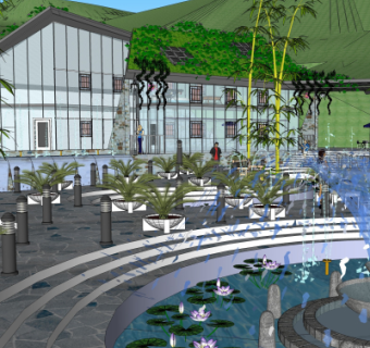 现代山地酒店su模型