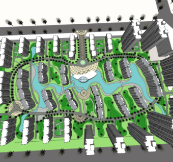 现代小区规划su模型