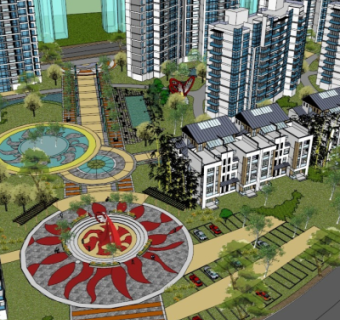 现代小区规划su模型