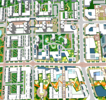现代小区规划su模型