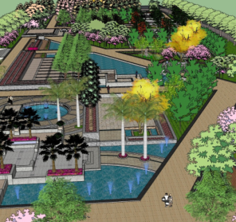 现代广场景观su模型