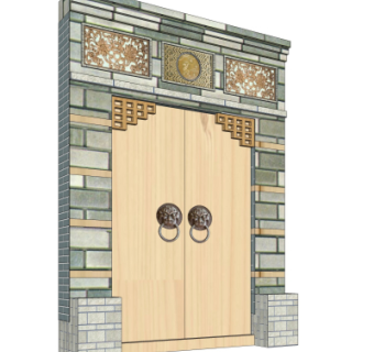 中式门头su模型