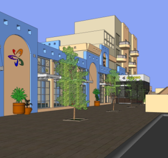 现代沿街景观su模型