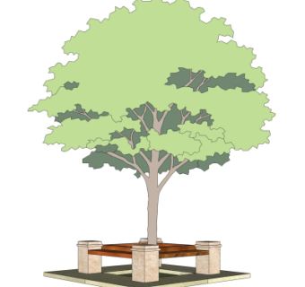 现代树池座椅su模型