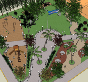 现代公园景观su模型