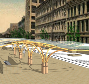 现代户外雨棚su模型