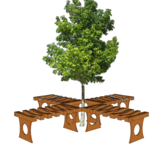现代树池座椅su模型