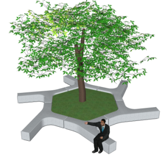 现代树池座椅su模型